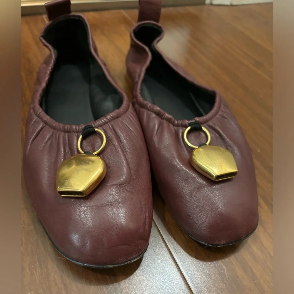 Old Céline burgundy leather bell ballet flats -size 39 - Picture 2 of 9